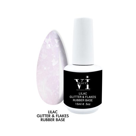 Rubber Base Lilac Glitter & Flakes 15ml