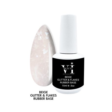 Rubber Base Beige Glitter & Flakes 15ml