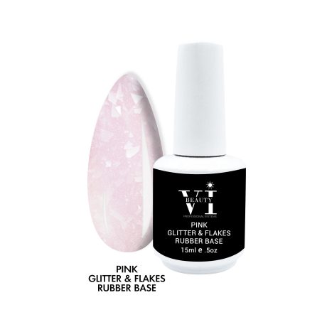 Rubber Base Pink Glitter & Flakes 15ml